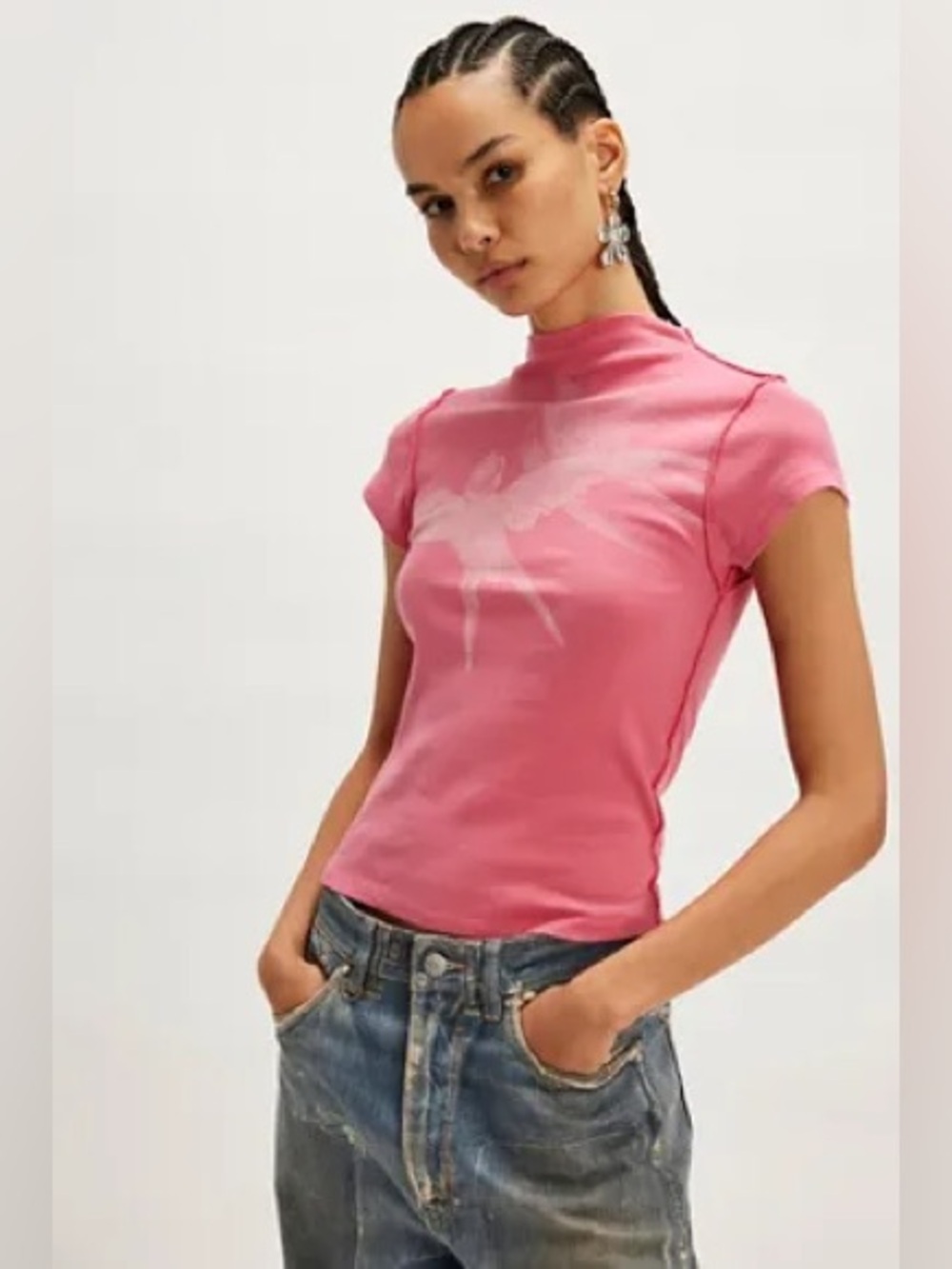 NWT! FP Free People Ragabond Birds In Flight Tee Sz Small - Picture 2 of 3